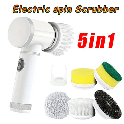 ﻿SPONGE MASTER™ Electric Spin Sponge Scrubber Cleaning with 5 Replaceable Brush Heads